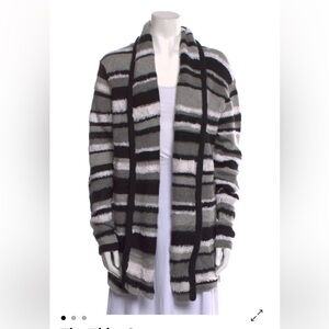 The Elder Statesman- Gorgeous cashmere Striped Black and Gray Cardigan